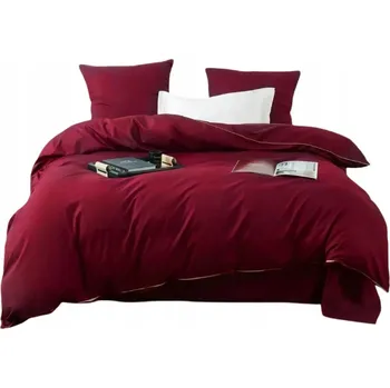 Povlečení POVLEČENÍ BAVLNA SATÉN 140x200 CM + 1 POVLEČENÍ NA POLŠTÁŘ S OZDOBNOU LIŠTOU, SOUPRAVA BORDÓ
