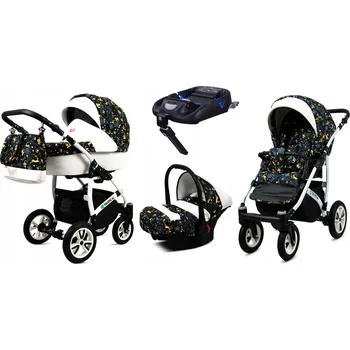 Kočárek Dětský kočárek 4v1 BabyLux Tropical: sportovní kočárek, hluboká korba, autosedačka, základna ISOFIX