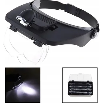 Lupa na hlavu 2x LED, pohodlná, silná lampa, vyměnitelné čočky