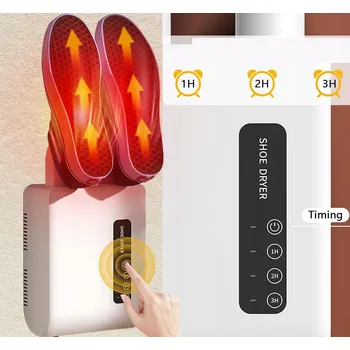 Vysoušeč bot Černý teplovzdušný nástěnný vysoušeč bot (obuvi) NCRealher, 150W s nastavením času ohřevu a diodami