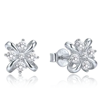 Náušnice MINET Elegantní stříbrné náušnice s bílými zirkony