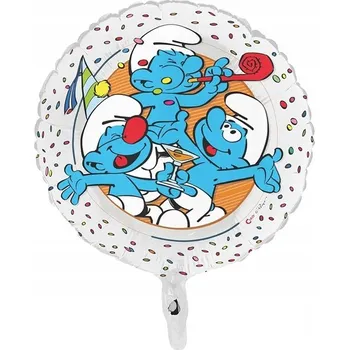Balónek Fóliový balónek KULATÝ Šmoulové 45 cm pohádka licence dekorace narozeniny