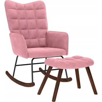 Křeslo Růžové houpací křeslo s podnožkou, samet, 61 x 78 x 98 cm, 47 x 32 x 38 cm