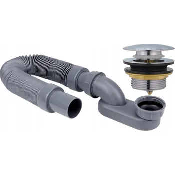 Sifon Vanový sifon flexibilní nastavitelný + zátka klik klak pro sprchový kout se sítkem