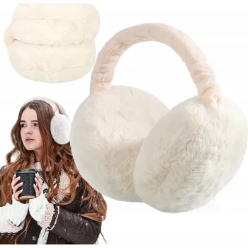 Podprsenka ZIMNÍ PLYŠOVÉ NÁUŠNÍKY TEPLÉ NA UŠI KOŽÍŠEK NASTAVITELNÉ NA MRÁZ BÍLÉ