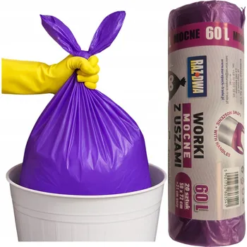 Pytle na odpadky Pytle na odpadky 60L fialové T-Shirt | 20 ks | se zavazovacími uchy