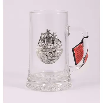Sklenice NÁMOŘNICKÝ PIVNÍ SKLENICE , JACHETNÍ SKLO CÍN PORTUGALSKO, GRAVÍROVANÉ