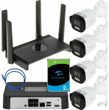 Bezpečnostní kamera Sada monitoringu 4x kamera Tiandy, rekordér, 2TB disk, UTP kabel, router Ruijie