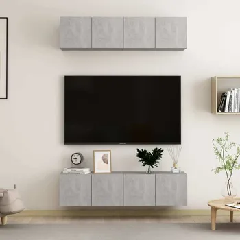 Obývací stěna vidaXL TV skříňky 4 ks 60 x 30 x 30 cm kompozitní dřevo [3078744] Barva: Betonová šedá