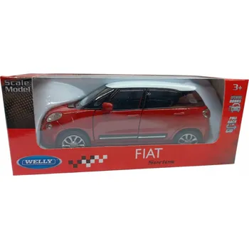 autíčko FIAT 500 SBĚRATELSKÝ KOVOVÝ MODEL AUTA WELLY V MĚŘÍTKU 1:34 S ČERVENÝM POHONEM