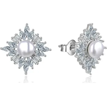 Náušnice Originální stříbrné náušnice s perlou E0003102 Moiss