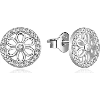 Náušnice Třpytivé stříbrné náušnice se zirkony Kytičky E0003008 Moiss