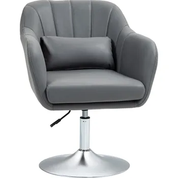 HOMCOM Otočná židle, výškově nastavitelná kancelářská židle, polyester, kov, 60 x 60 x 79-91 cm, tmavě šedá