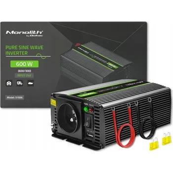 Měnič napětí MĚNIČ NAPĚTÍ NAPĚTÍ TIR ČISTÝ SINUS QOLTEC 24V 300W / 600W USB