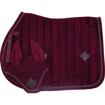 Sport KENTAUR Podsedlová dečka Kentaur sametová, dvě kroucenou šňůrkou + náušníky bordó full