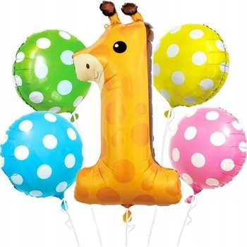 Balónek BALÓNKY SADA ČÍSLICE 1 ŽIRAFA 5 ks GODAN