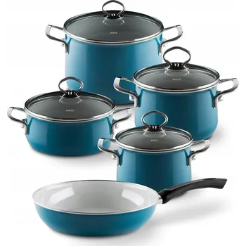 Sada nádobí Sada hrnců Riess Aquamarin smaltované, 9 ks