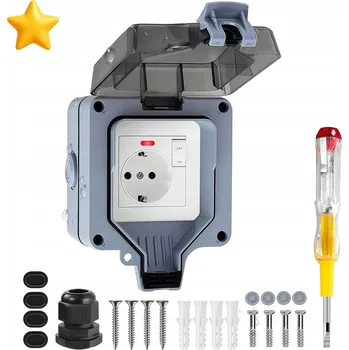 Elektrická zásuvka VENKOVNÍ ZAHRADNÍ ZÁSUVKA VODOTĚSNÁ IP66 ODOLNÁ POVĚTRNOSTNÍM VLIVŮM