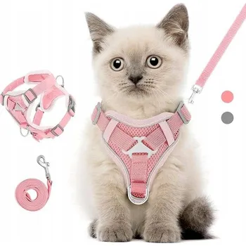 Postroj pro psa Postroj pro pro psa kočku s vodítkem, nastavitelný, s reflexními prvky, růžový, XL