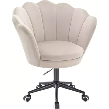 LuxuryForm DESIGN Kosmetické křeslo FREY VELUR na černé podstavě s kolečky - latte