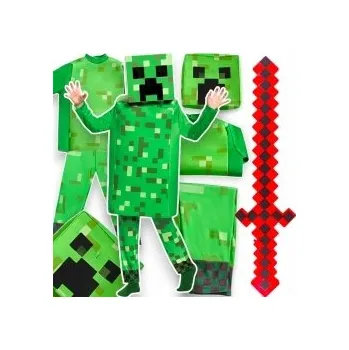 Karnevalový kostým KOSTÝM MINECRAFT PRO CHLAPCE CREEPER SADA MASKA KOSTÝM MEČ