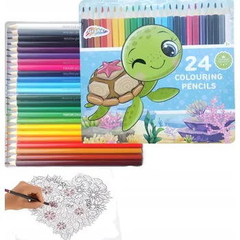 Pastelka Profesionální Pastelky v plechové krabičce, 24 kusů, prémiová kvalita, s želvou Grafix
