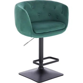 Barová židle LuxuryForm DESIGN Barová židle MONTANA VELUR na černé hranaté podstavě - zelená