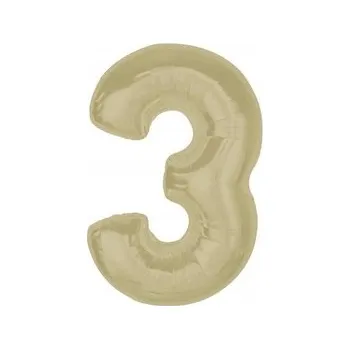 Balónek Fóliový balónek číslice 3 LATTE béžový NUDE číslice dekorace narozeniny 92 cm HELIUM