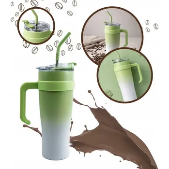 Termoska TERMOHRNEK ČERNÝ LAHEV NA PITÍ VELKÁ DO AUTA TERMOSKA SE SLÁMKOU 1200 ML