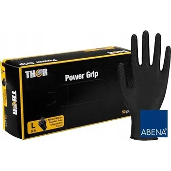 Pracovní rukavice Nitrilové rukavice do dílny černé THOR Power Grip 50 ks. vel L