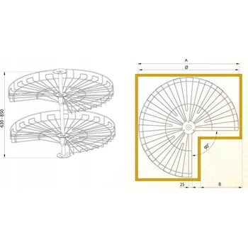 Odpadkový koš Otočný koš do rohové skříňky 3/4 W-4175 P22