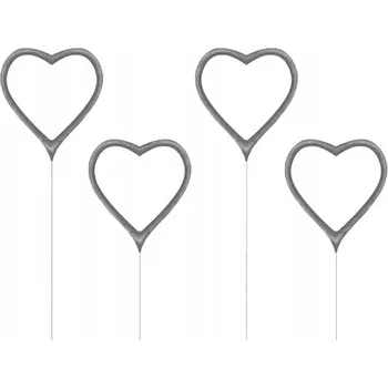 Dortová svíčka SVÍČKA PRSKAVKY SRDCE SVÍČKY STŘÍBRNÉ DEKORATIVNÍ NA DORT 4ks