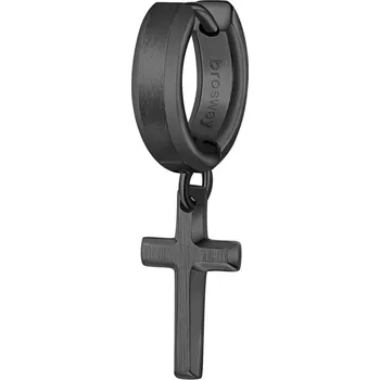 Náušnice Moderní černá single náušnice Křížek Ink BIK28 Brosway