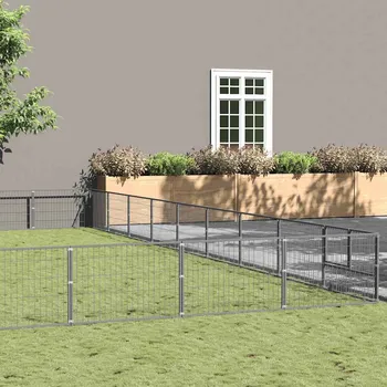 ohrádka pro psa zahrada-XL Psí kotec stříbrný 81 m² ocel 3082195