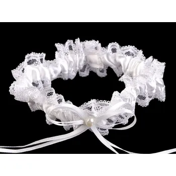 Podvazkový pás Svatební podvazek krajkový, malé, 1 (3,5 cm) bílá