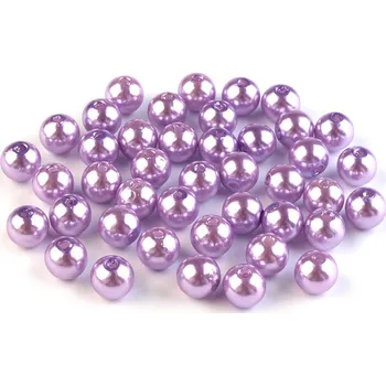 Dětské navlékací korálky Plastové voskové korálky / perly Glance Ø8 mm, malé, F24 fialová nejsvětlejší