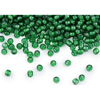 Dětské navlékací korálky Rokajl 8/0 - 3 mm s průtahem, zářivé barvy, malé, 22271 zelená