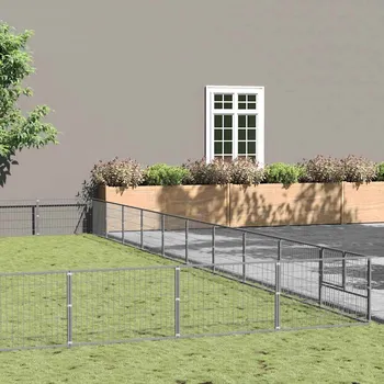 ohrádka pro psa zahrada-XL Psí kotec stříbrný 100 m² ocel 3082198