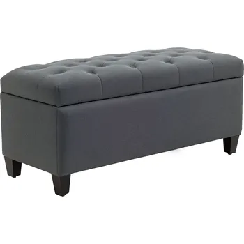 HOMCOM Lavice Čalouněná lavice s úložným prostorem Komoda Lavice do předsíně Ložnice Obývací pokoj Lněné polyesterové kaučukové dřevo Tmavě šedá 100 x 40 x 44 cm