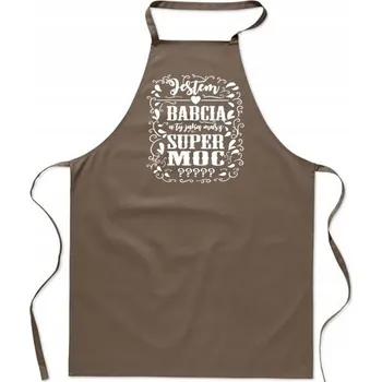 Kuchyňská zástěra KUCHYŇSKÁ ZÁSTĚRA béžová BABIČKA SUPER SILA dárek ke Dni FA_445_b