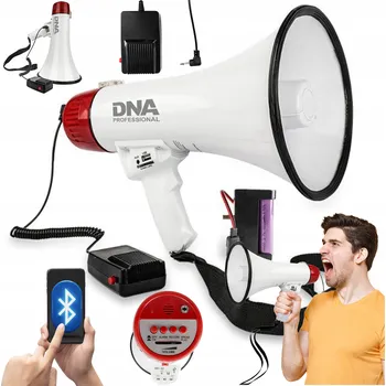 Megafon, hlásič, zesilovač hlasu, siréna s akumulátorem a Bluetooth DNA