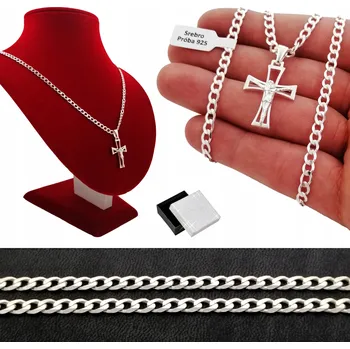 Řetízek PÁNSKÝ ŘETÍZEK ANKR S KŘÍŽKEM STŘÍBRO RYZOST 925