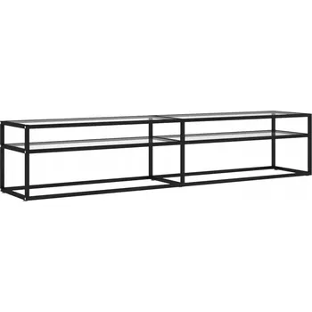 Televizní stolek TV stolek ze skla a oceli, 200x40x40,5 cm, černý/průhledný