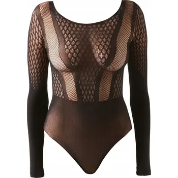 Body Calzedonia Body s krajkou a síťovinou, černé, brazilský střih, sexy, velikost S/M