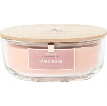 Svíčka Vonná svíčka s dvojitým dřevěným knotem Ruby Rose 32h TreeWick