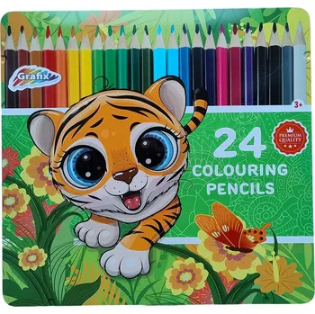Kresba Školní tužky Grafix s tygřím vzorem Pastelky v kovové krabičce