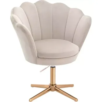 LuxuryForm DESIGN Kosmetické křeslo FREY VELUR na zlatém kříži - latte