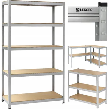 Dílenský regál Kovový skladový regál Legger 180 x 60 x 40 cm, nosnost až 175 kg na polici