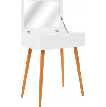 Toaletní stolek Toaletní Stolek se zrcadlem a přihrádkami, bílo-hnědý, MDF, 60x40x75 cm