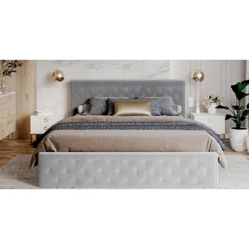 Postel Čalouněná postel CHICAGO TRINITY 180x200 s kovovým zdvižným roštem SVĚTLE ŠEDÁ